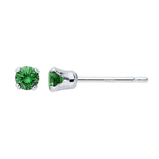 Sterling Silver Green CZ-Set Post Earring