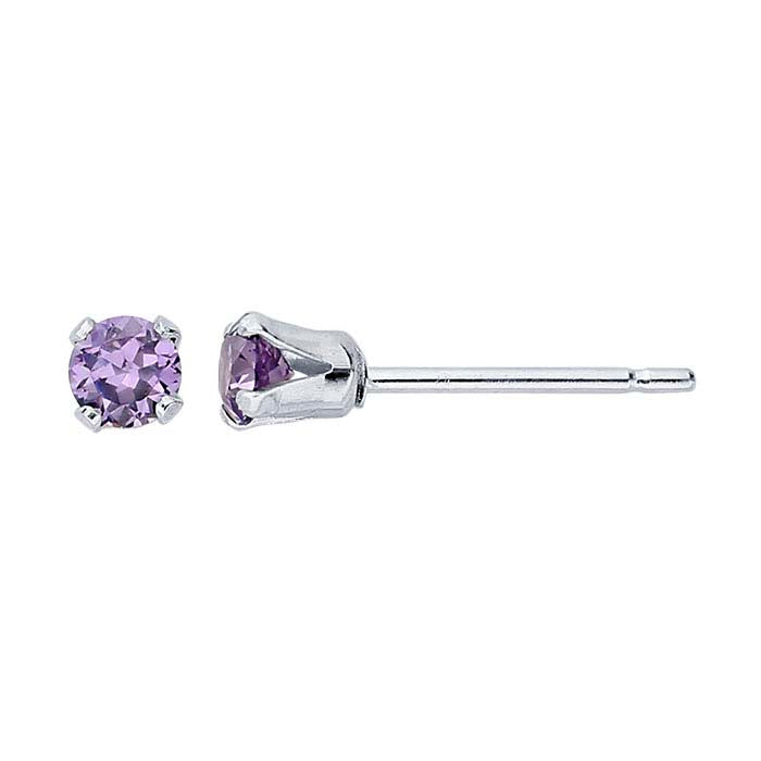 Sterling Silver Purple CZ-Set Post Earring