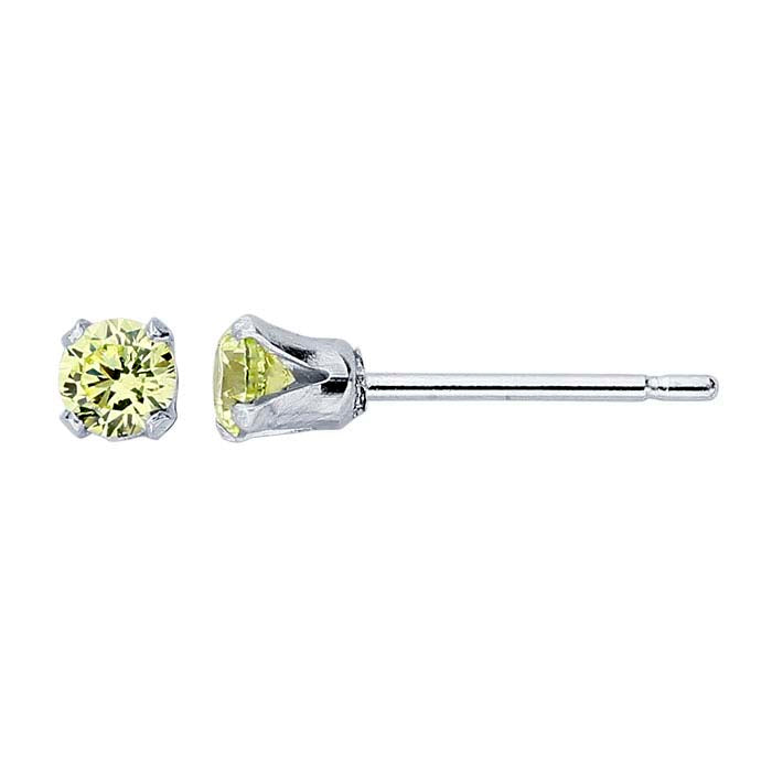 Sterling Silver Lime Green CZ-Set Post Earring