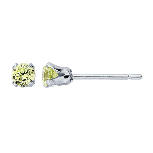 Sterling Silver Lime Green CZ-Set Post Earring