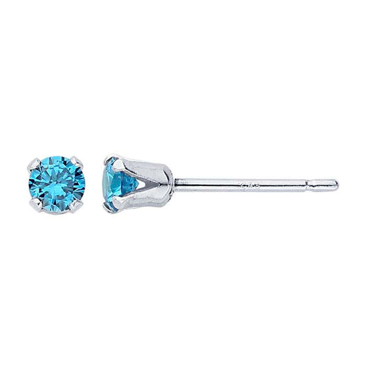 Sterling Silver Dark Blue CZ-Set Post Earring