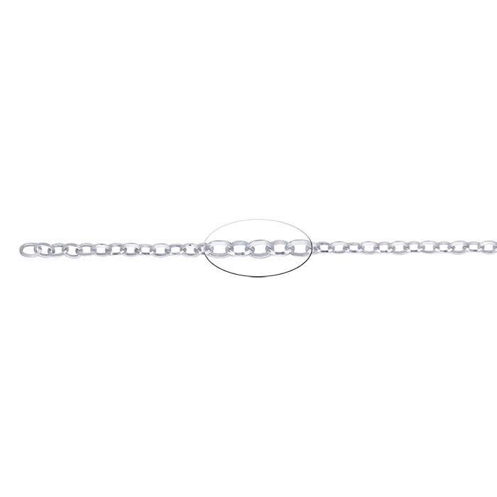 Sterling Silver 2,6 mm Triangel Rolo-kedja, per fot