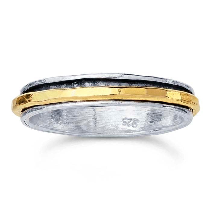 Sterling Silver & 12/20 Gold-Filled Hammered Spinner Band