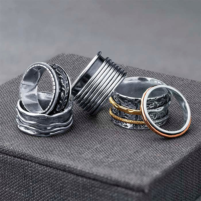 Sterling Silver & 12/20 Gold-Filled Two-Ring Spinner Band