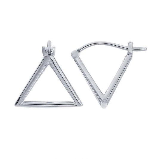 Sterling Silver 3D Triangle Click-In Post Earrings