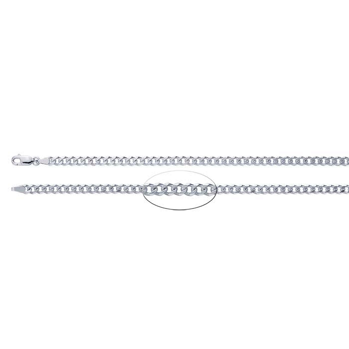 Catena Curb Smerlata in Argento Sterling 3,8mm