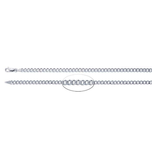 Sterlingsilver 3,8 mm fasad curb-kedja
