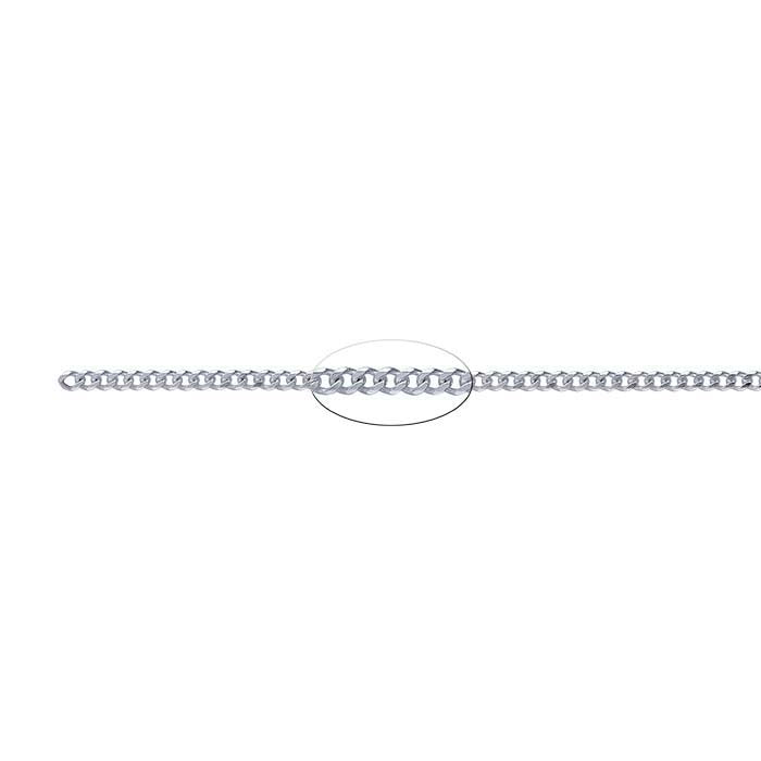 Catena curb smussata in argento sterling 3,8 mm, al piede