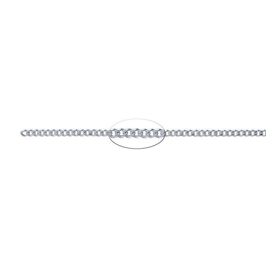 Sterlingsilver 3,8 mm fasad curb-kedja, per fot