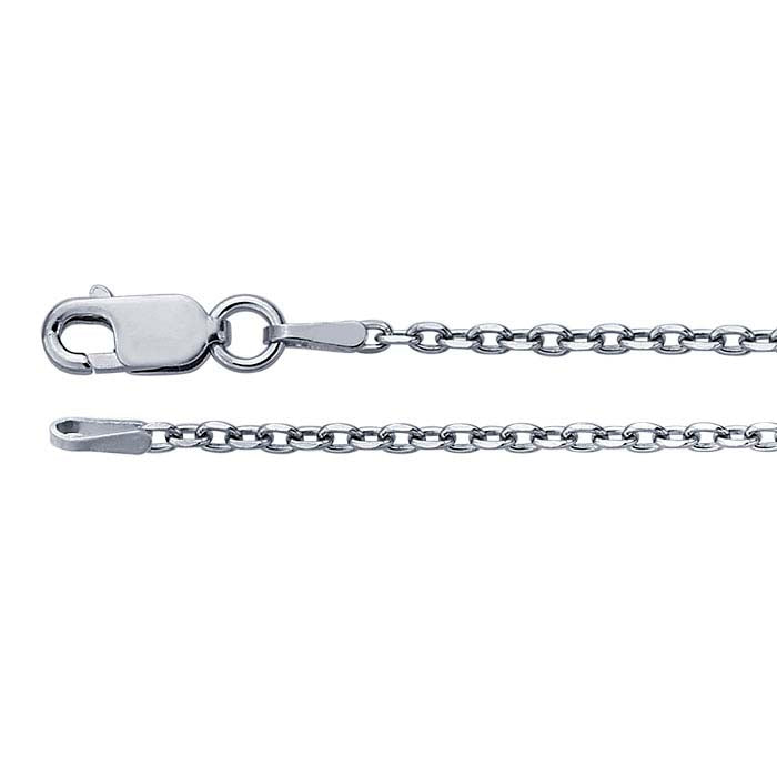 スターリングシルバー ロジウムメッキ 1.8mm 斜めカットオーバルケーブルチェーン
