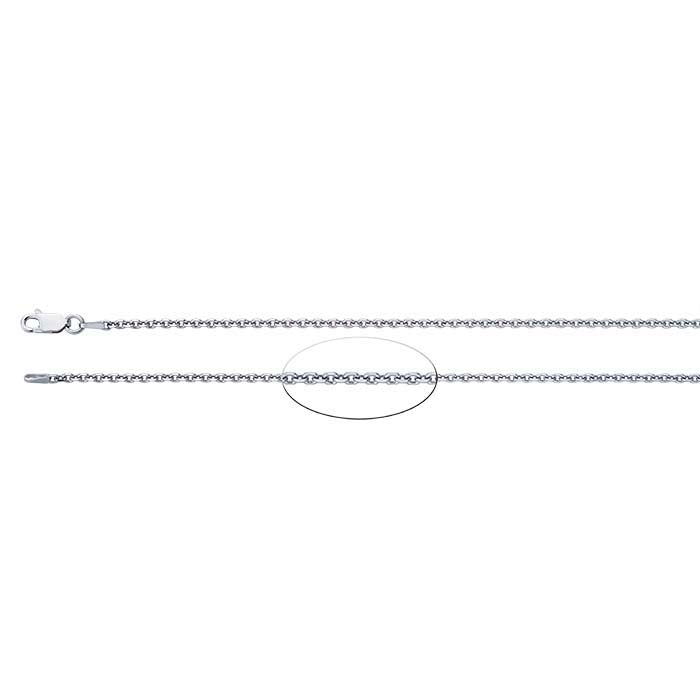 Sterling Silver Rhodium-Plated Beveled Oval Cable Chain