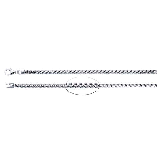 Sterling Silver Rhodium-Plated 4mm Wheat Chain
