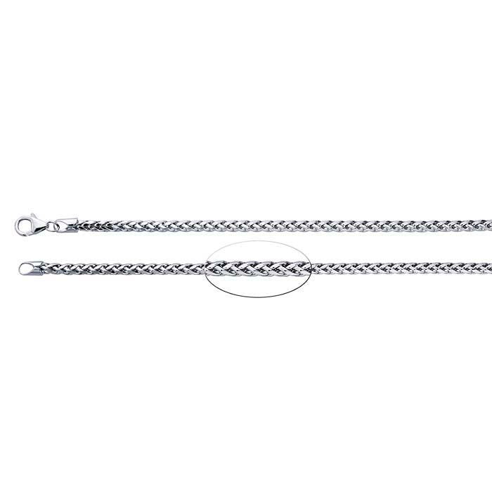 Sterling Silver Rhodium-Plated Wheat Chain
