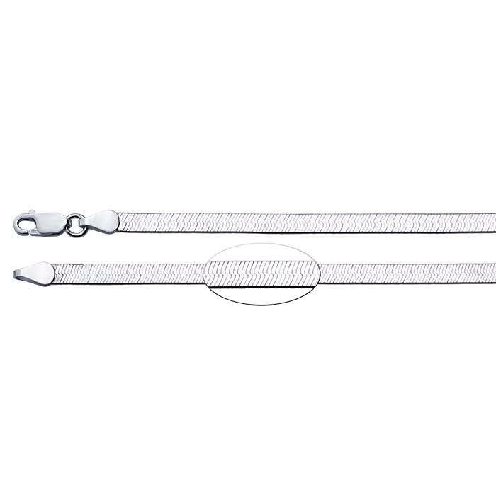 Sterling Silver Rhodium-Plated Herringbone Chain