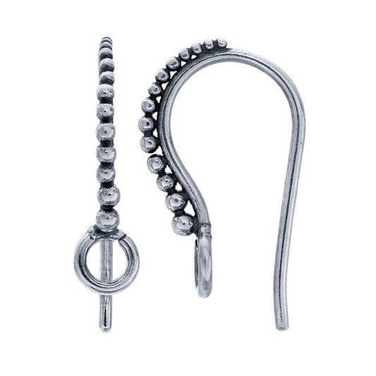 Sterling Silver Granulated Ear Wire with Ring