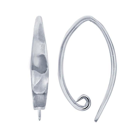 Sterling Silver Hammered Marquise Ear Wires with Loop
