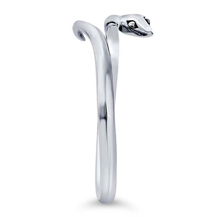 Sterling Silver Snake Bypass Ring, Adjustable