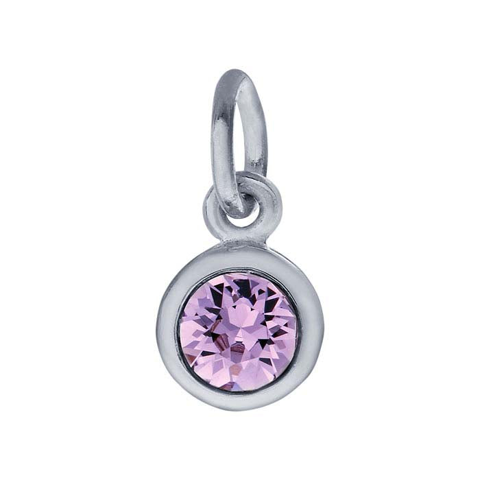 Sterling Silver Charms with Birthstone Crystal