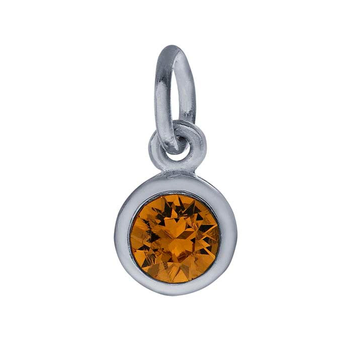Sterling Silver Charms with Birthstone Crystal