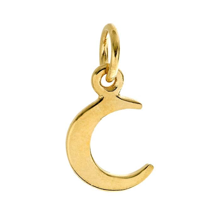 Ciondolo a mezzaluna in argento sterling placcato in oro giallo 14K pesante