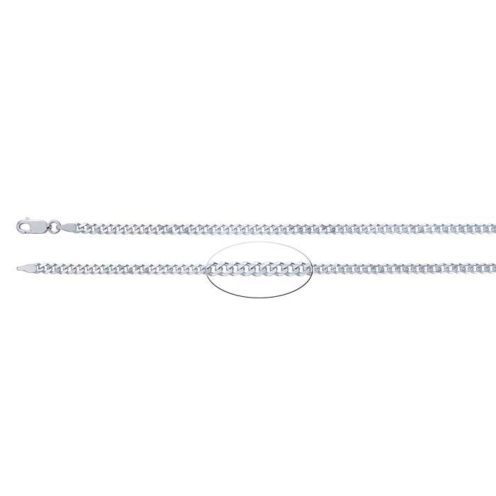 Sterlingsilver 3 mm fasad curb-kedja