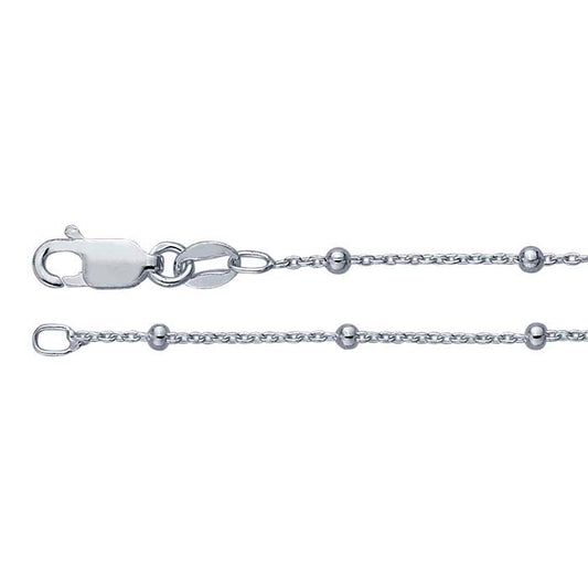 Sterling Silver 1mm kabelkedja med 2mm runda pärlor