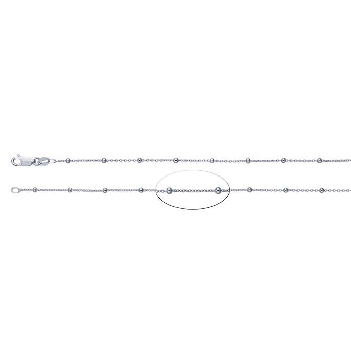 Sterling Silver 1mm Cable Chain with 2mm Round Beads