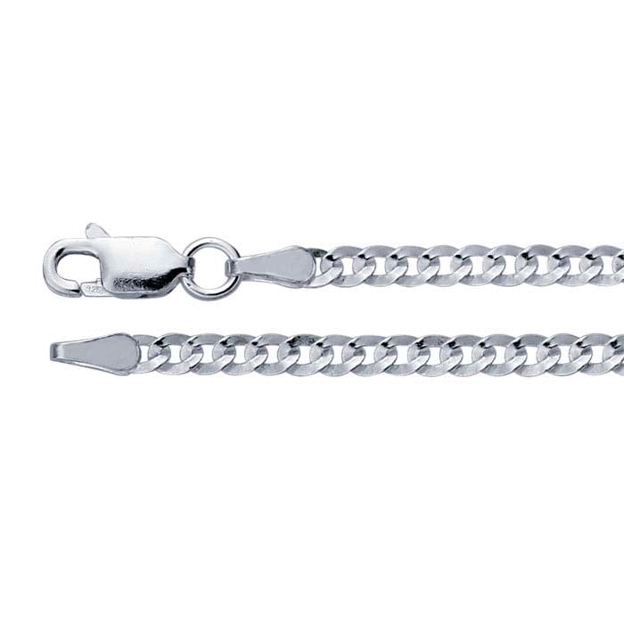 Sterling Silver 2.8mm Flat Curb Chain