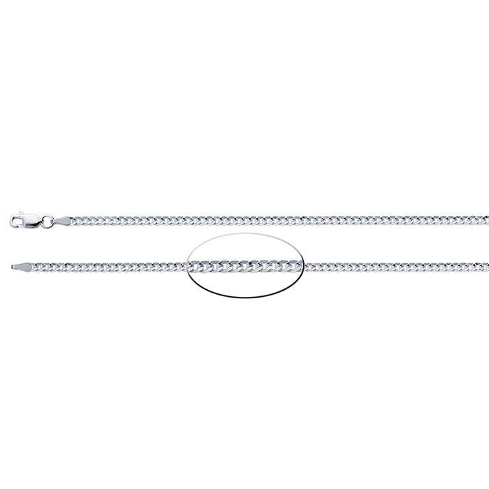 Sterling Silver 2.8mm Flat Curb Chain