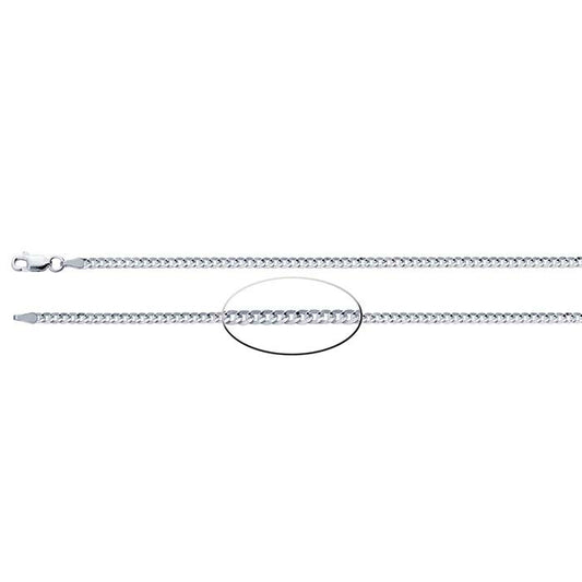 Sterling Silver 2.8mm Flat Curb Chain