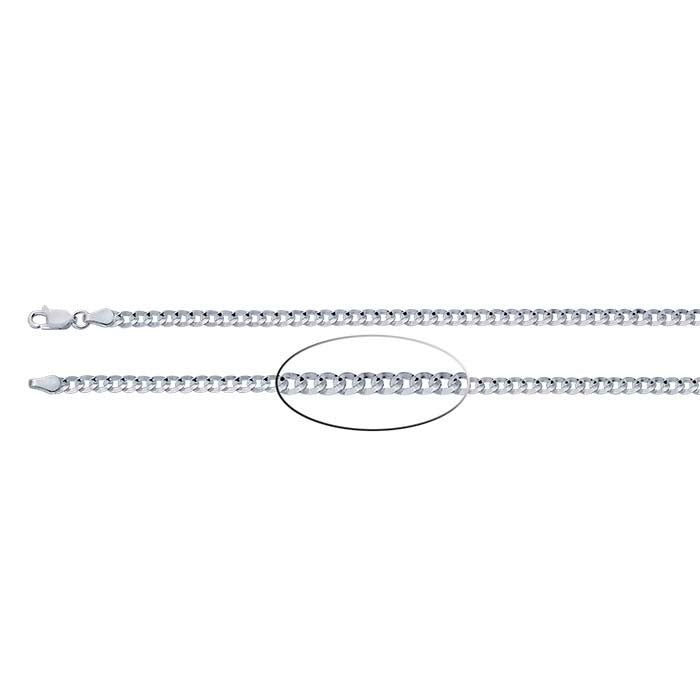 Sterling Silver 2.8mm Flat Curb Chain
