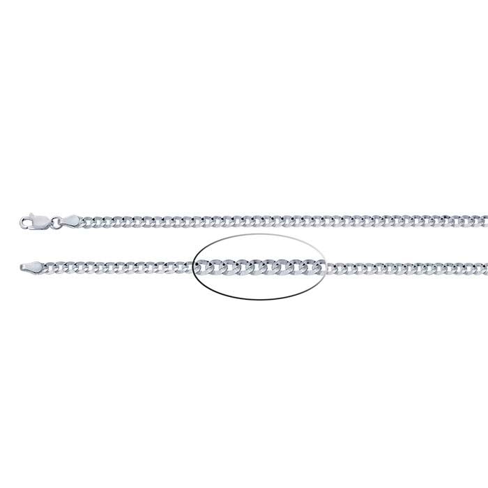 Sterling Silver 2.8mm Flat Curb Chain