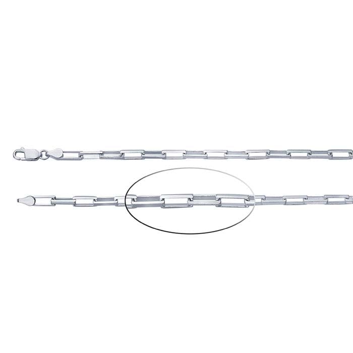 Sterling Silver 4mm Beveled Long Box Chain