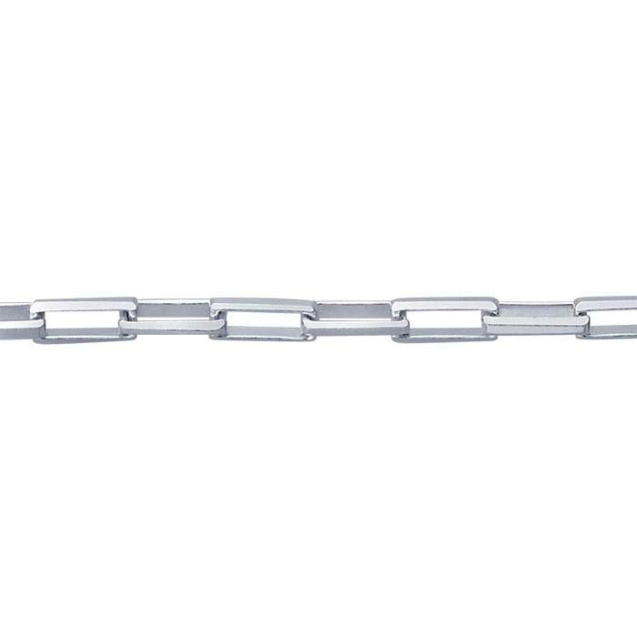 Sterling Silver Beveled Long Box Chain Bracelet