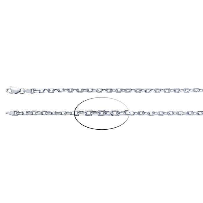 Sterling Silver Textured Beveled Cable Chain