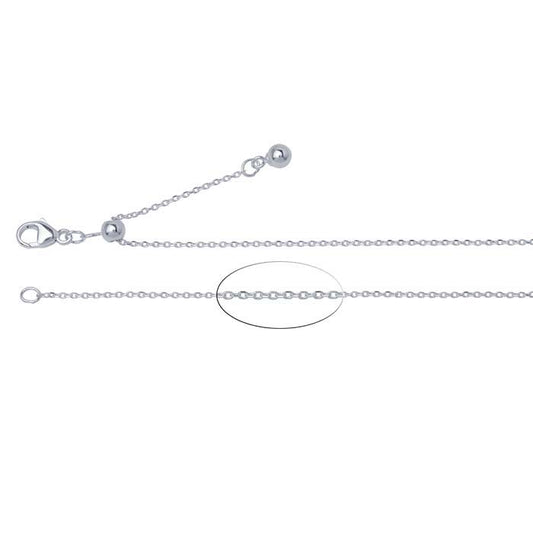 Halsband i sterlingsilver med 1 mm kabelkedja, justerbar
