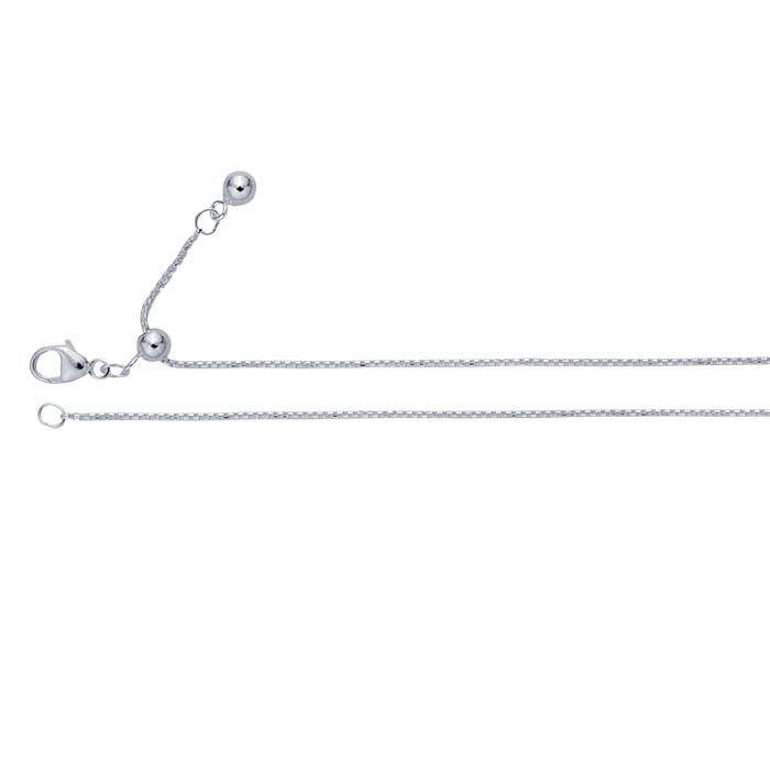 Collana a catena a scatola arrotondata diamantata in argento sterling 1mm, regolabile