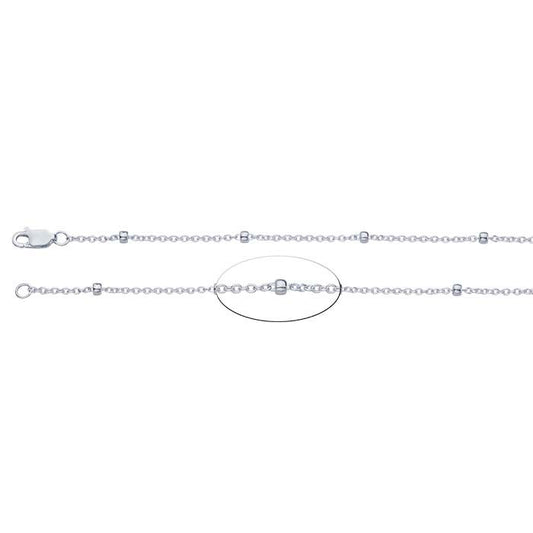 Sterling Silver 1,55 mm kabelkedja med 2,7 mm pärlor