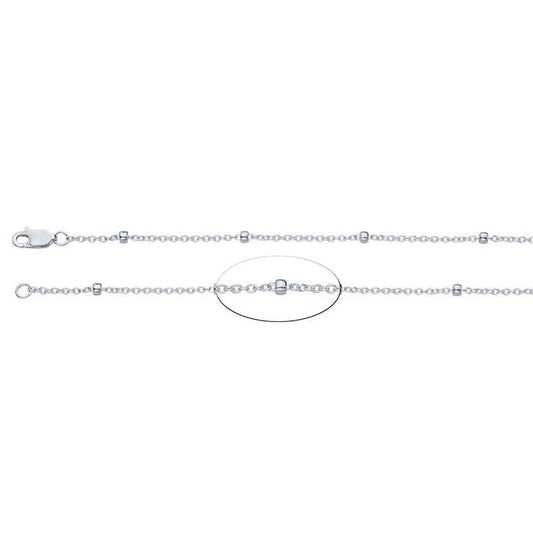 Sterling Silver 1,55 mm kabelkedja med 2,7 mm pärlor