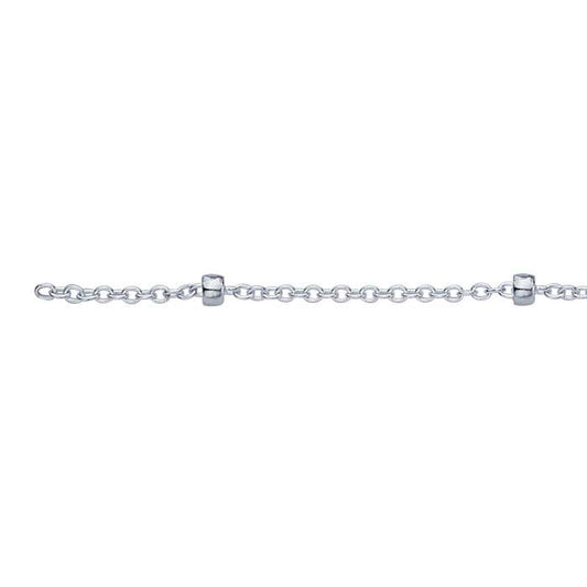 Sterling Silver 1,55 mm kabelkedja med 2,7 mm pärlor, per fot