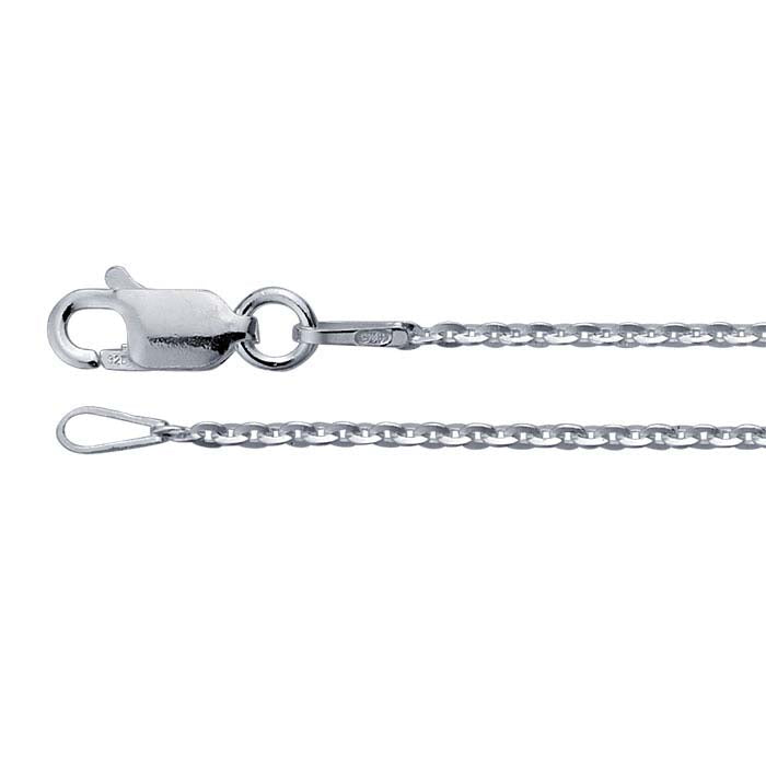 Sterling Silver 1,4 mm diamantkapad "Paljett" kabelkedja