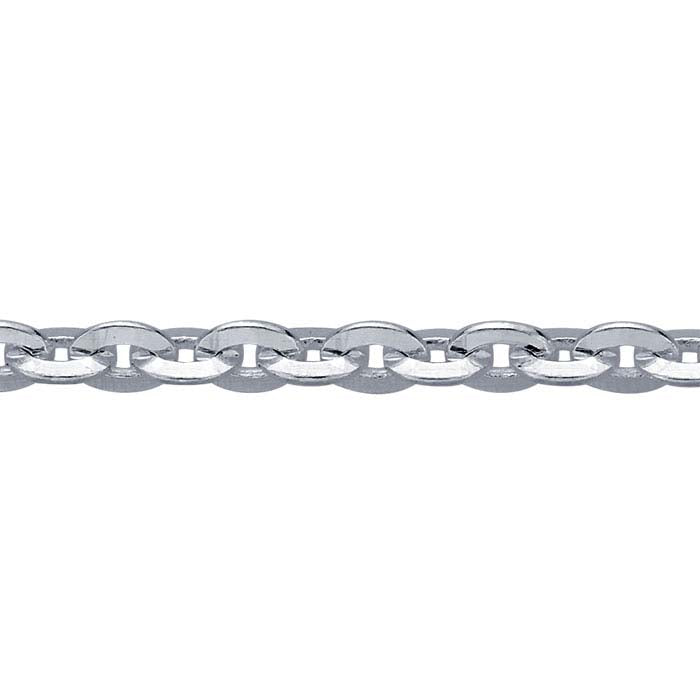 Sterling Silver 1,4 mm Diamantskuren "Paljett" Kabelkedja, Per Fot