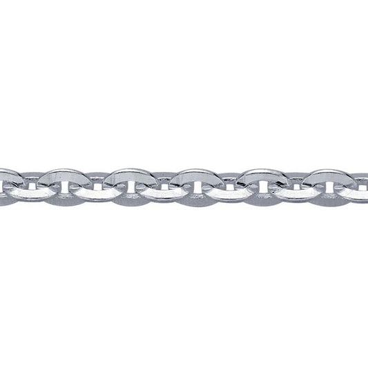Sterling Silver 1,4 mm Diamantskuren "Paljett" Kabelkedja, Per Fot