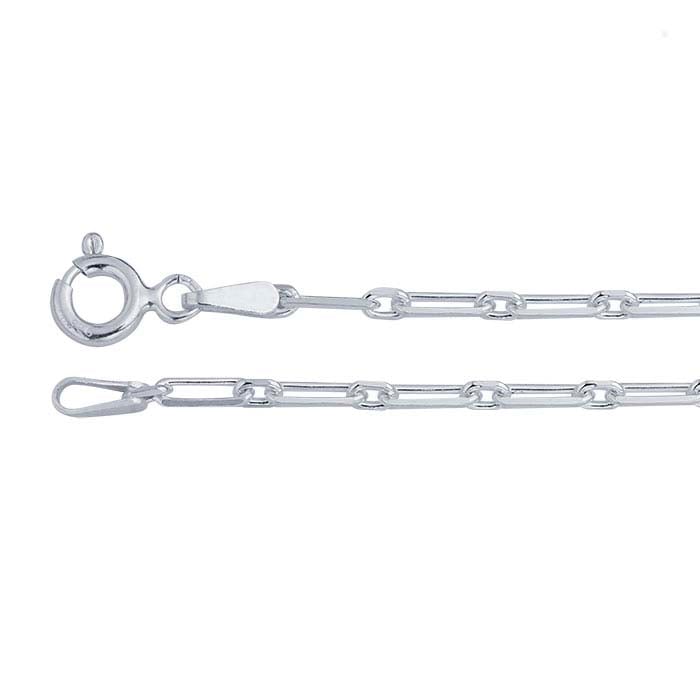 Sterling Silver 2mm Beveled Oval Long & Short Chain