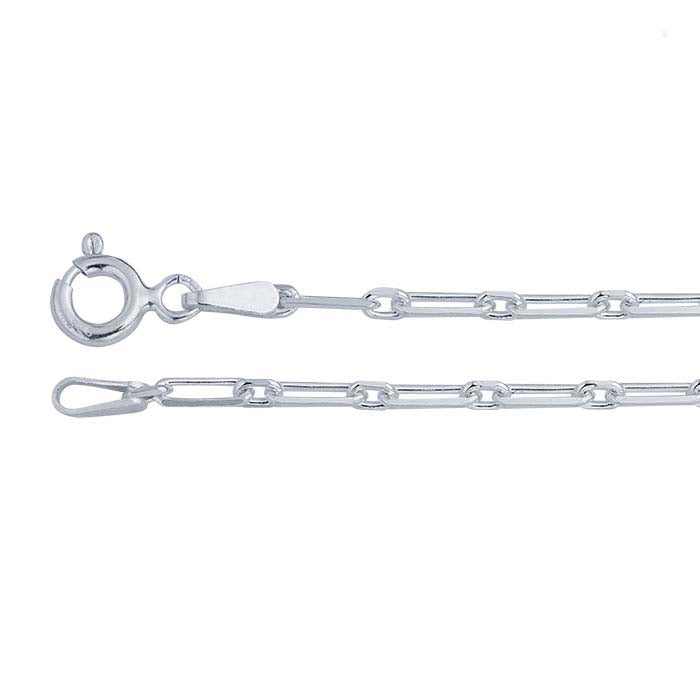Sterling Silver 2mm Beveled Oval Long & Short Chain