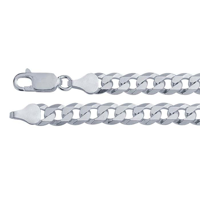 Sterling Silver 6.4mm Beveled Flat Curb Chain