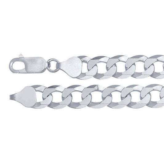 Sterling Silver 8mm Beveled Flat Curb Chain
