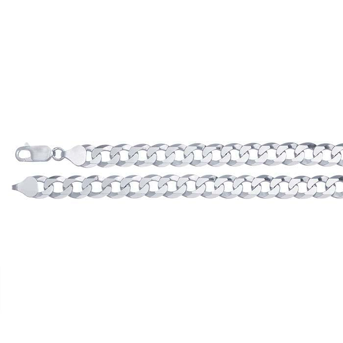 Sterling Silver Beveled Flat Curb Chain Bracelet