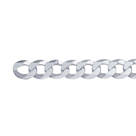 Sterling Silver 8mm Beveled Flat Curb Chain, By the Foot