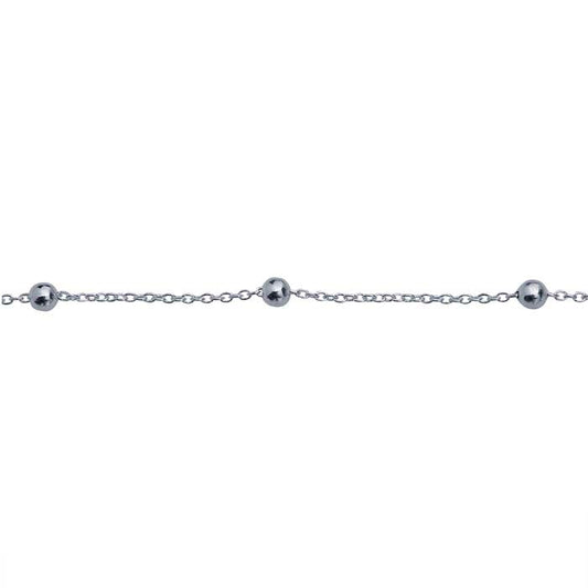 Sterling Silver 0,7 mm kabelkedja med 2 mm runda pärlor